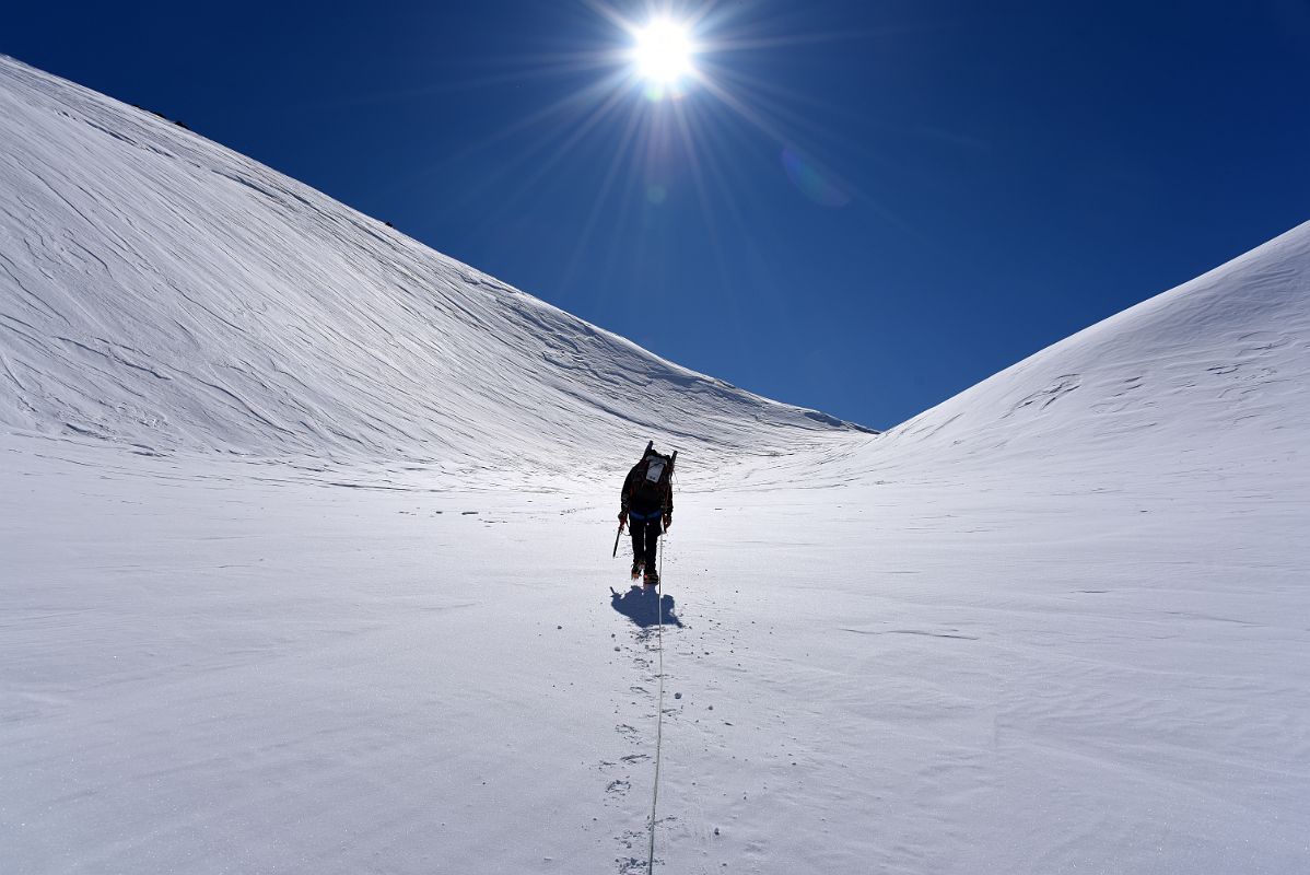 11B Guide Pachi Leads The Climb Up To The Col At Knutsen Peak On Day 5 At Mount Vinson Low Camp